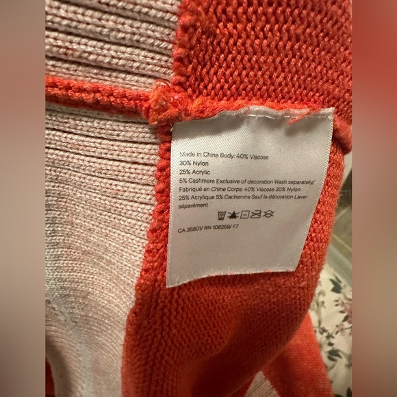 Lululemon Cashmere Blend Orange Red Knit Crewneck Sweater 10 12 L XL - Picture 6 of 8